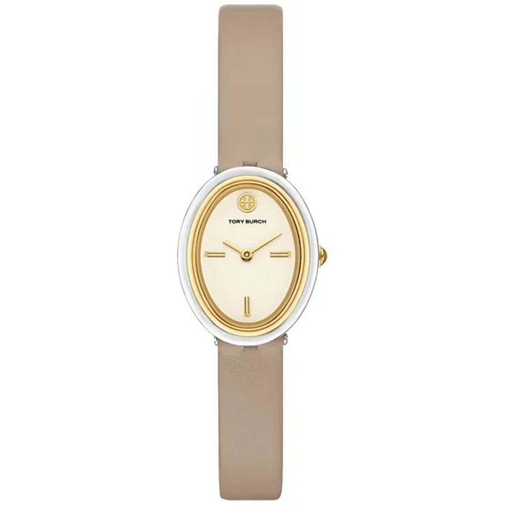 Tory Burch Women's Cream Dial Gray Leather Strap Quartz Watch TBW6031 22mm
